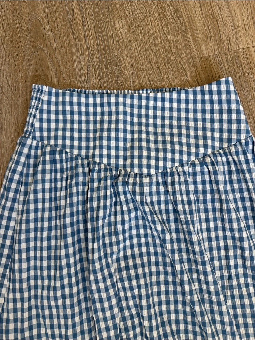 WILD FABLE / Blue Gingham Tiered Maxi Skirt